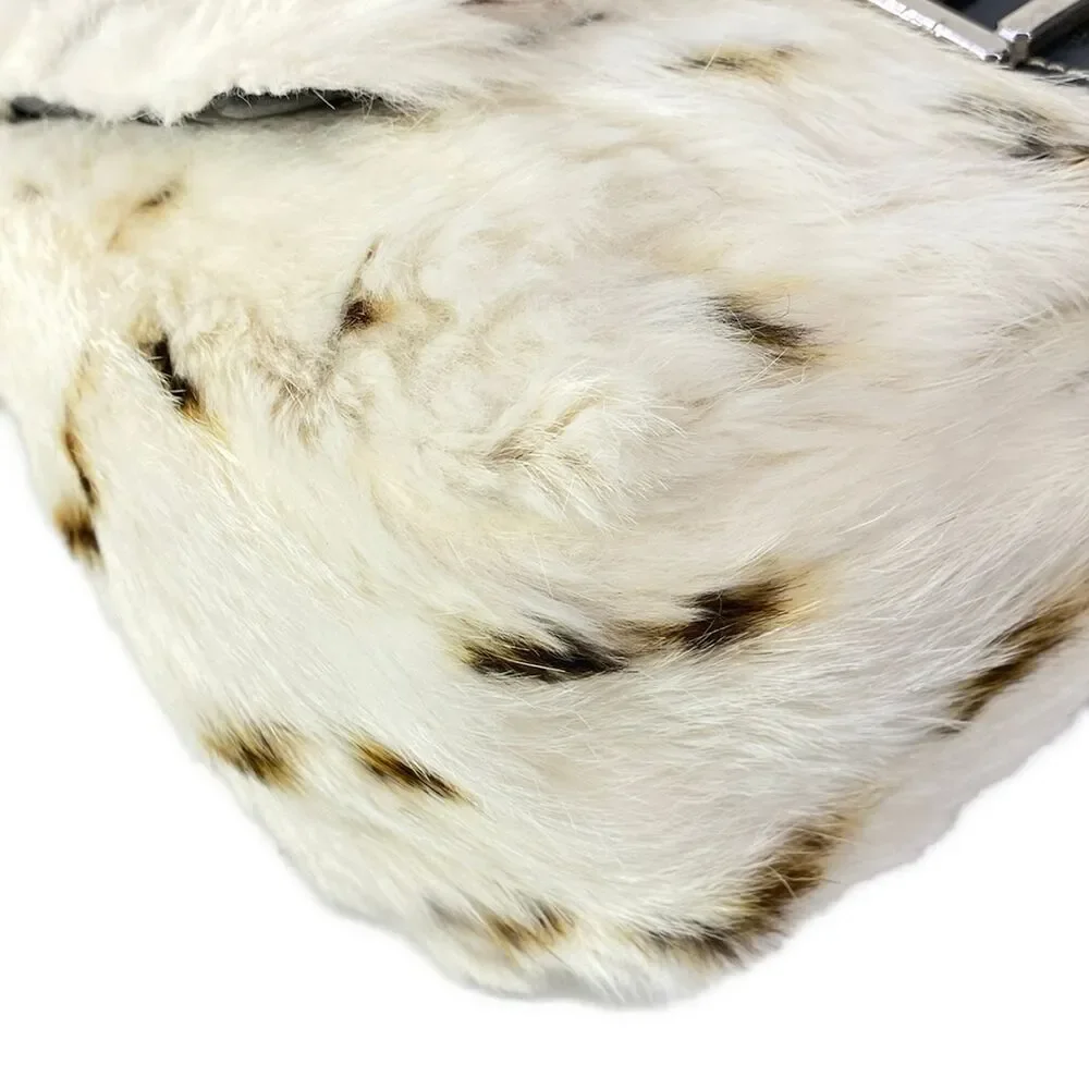 Fendi Mama Bucket Shoulder Bag 8BR001 Cream Dark Brown Fur Leather